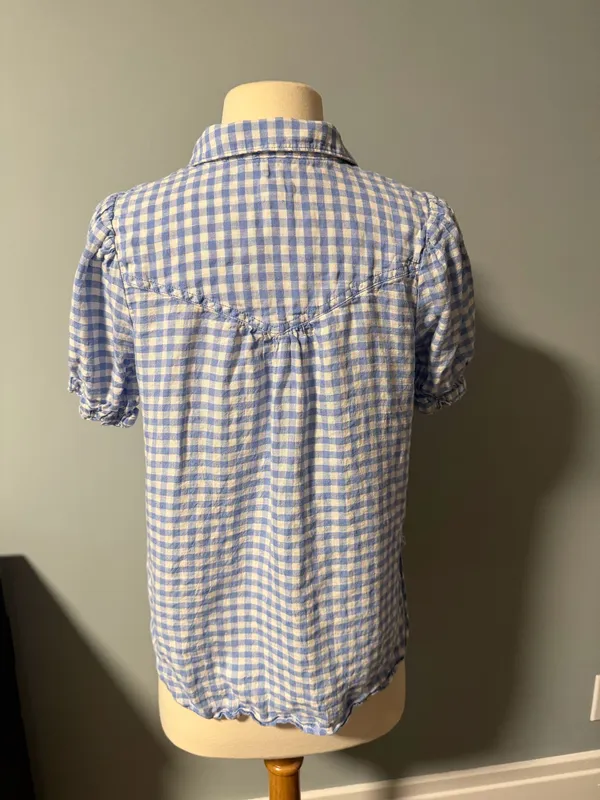 Pilcro Linen Blue Gingham Button Down Shirt - Image 2