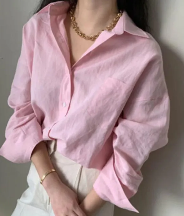 Old Navy pink button down top. Size medium. Super cute and preppy. Womens Button Down Shirt Long Sleeve V-Neck Classic Style Work Office Shirt - Image 2