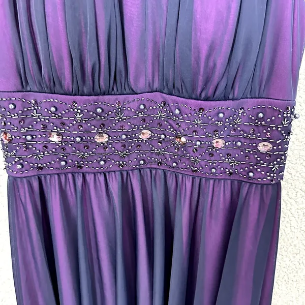 Jessica Howard Babydoll‎ Dress 6P Purple Mesh Overlay Rhinestone Fairy Y2K HOCO - Image 4