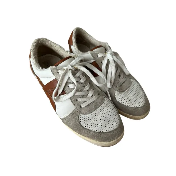 Tory‎ Burch Hank Court Sneakers Women Size 8.5 Brown Cream Lace Up Logo #S103-1 - Image 3