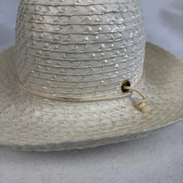 Vintage 80s Union Made Straw Cowboy Hat Cream Western Sun‎ Hat Made in USA - Image 2