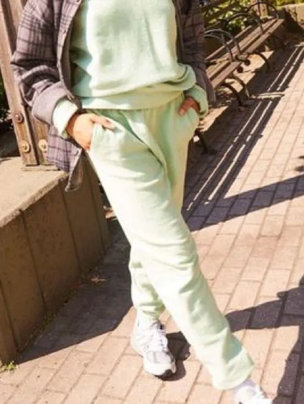 Green ribbed Fleece High Waist Jogger - Image 5