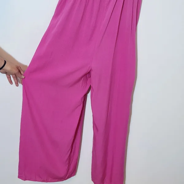 RusstyDussty Boho Pink Wide Leg Jumpsuit NWT Size XL Pink Crochet Jumpsuit - Image 6
