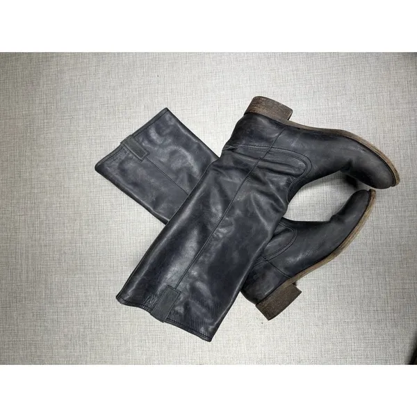 Steve‎ madden Sella Pull On Gun Metal Charcoal Boots Knee Leather 10 - Image 3