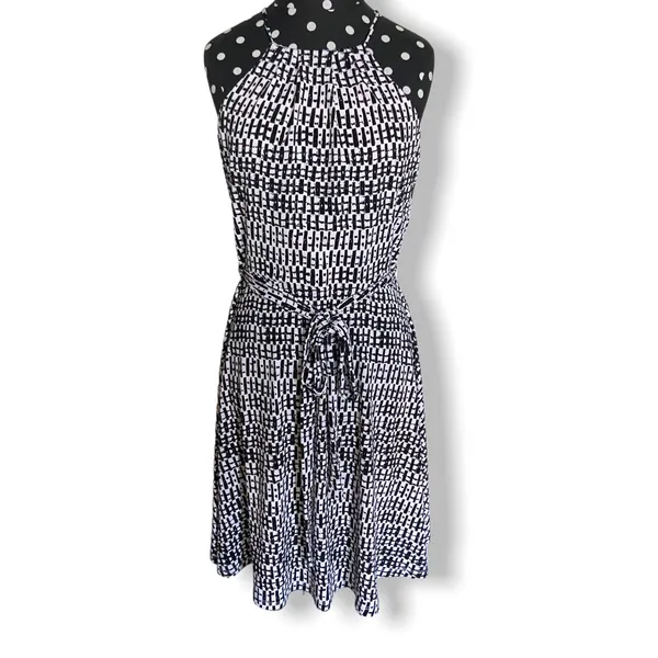 Ann Taylor Womens Dress Size 6 Black White Fit & Flare Sleeveless‎ Textured NEW - Image 2
