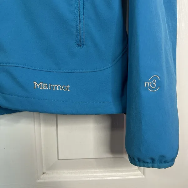 Marmot M3 Softshell Women’s Tempo Light Blue Jacket Sz M Water Repel Breathable - Image 4
