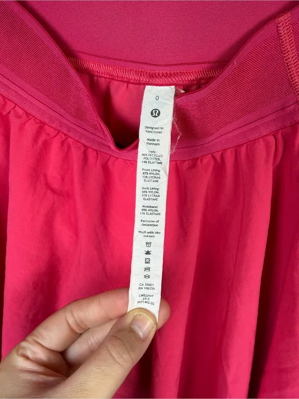 Lululemon Court Rival High Rise Skirt Hot Pink Lip Gloss Tennis Skort Size 0 - Image 7