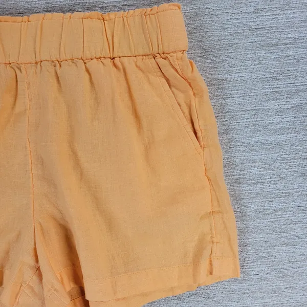 J.Crew Linen Shorts Size M Orange Paperbag Waist Elastic Pull On Pockets Summer - Image 6