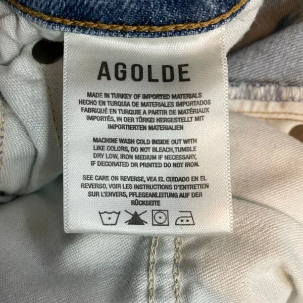 Agolde Nico Slim High Rise Ankle Distressed Button Fly Stretch Jeans Womens 28 - Image 13