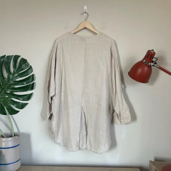 La. Fixsun Linen Button Henley Tunic Tan Size XL - Image 9