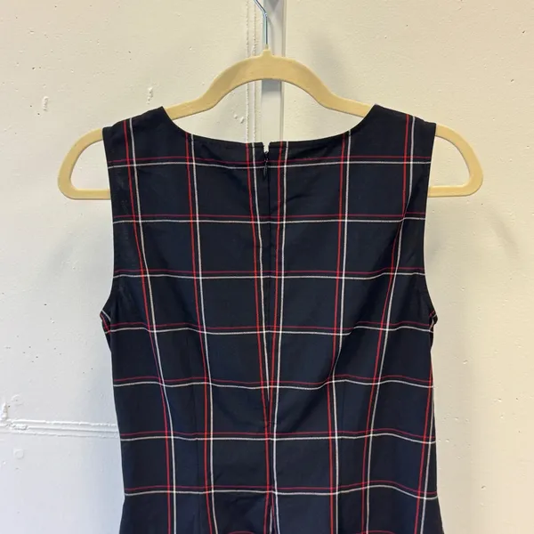 Ann Taylor Plaid Twist Front Sleeveless Blouse Top Size 4 Navy Red 506392 Career - Image 4