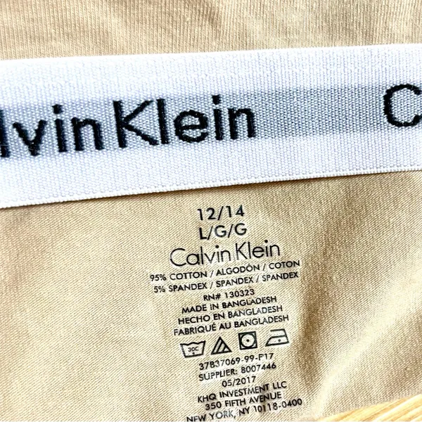 Calvin Klein Tan Beige Unlined Bralette with White Elastic Band Sz L NWOT - Image 4