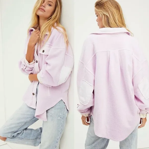 Free People Lavender Teddy Shacket - Image 3