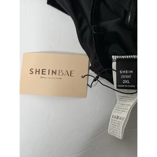 SHEIN Bae Black‎ Dress Velvet Spaghetti Strap 2XL Plus Prom Ruched Stretch New - Image 13