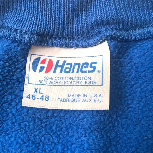 Hanes XL Unisex Women’s Blue Crewneck Sweatshirt Sheep Knitting Sweater X Large - Image 3