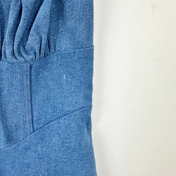 Lulus Considered Charisma Blue Chambray Bustier Mini Dress Cute A Line M NWT - Image 12
