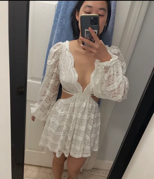 For Love & Lemons Mimi Lace Long Sleeve Mini Dress - Image 2