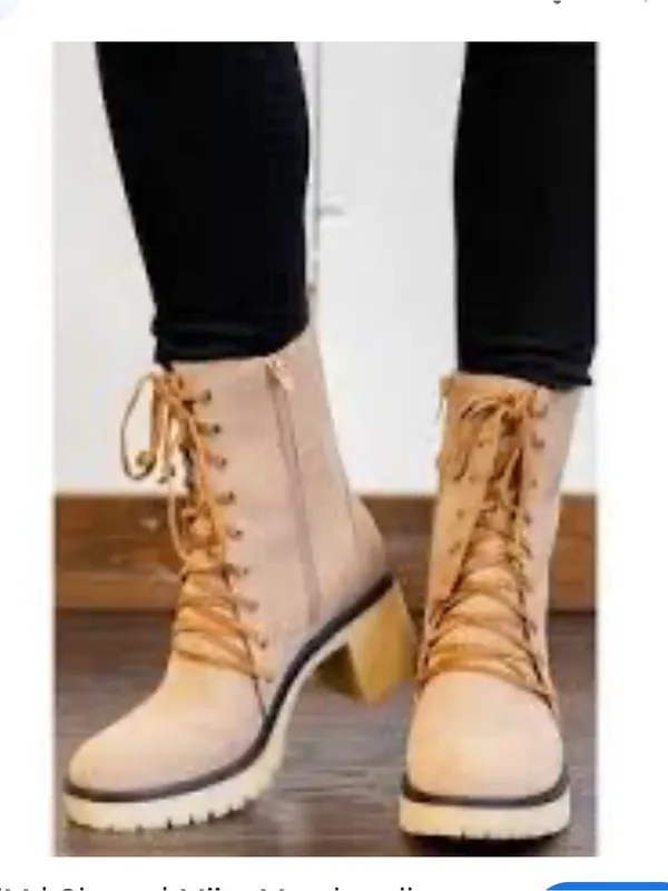 INA Mi.im Tan Suede Lace-Up Chunky Heel Ankle Boots - Image 2