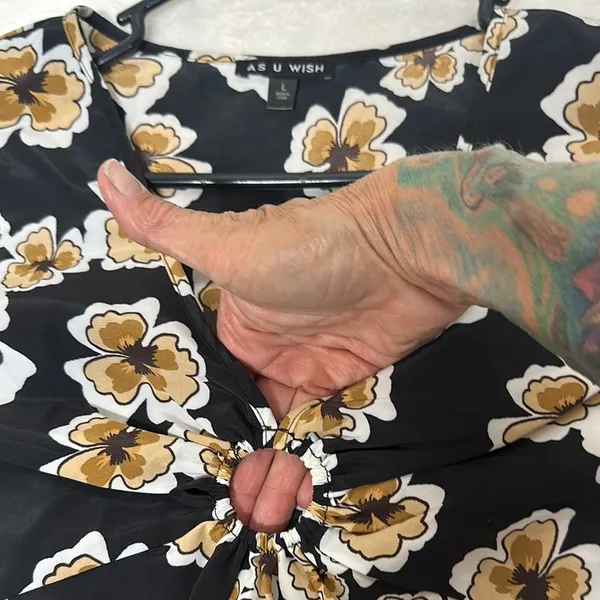 As U Wish Black and Gold Floral Mini Dress - Image 9