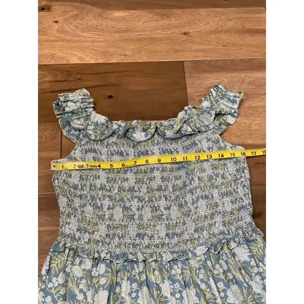 Society Social by Crown & Ivy Fit and Flare Midi Dress Blue Floral Cotton Size L - Image 6