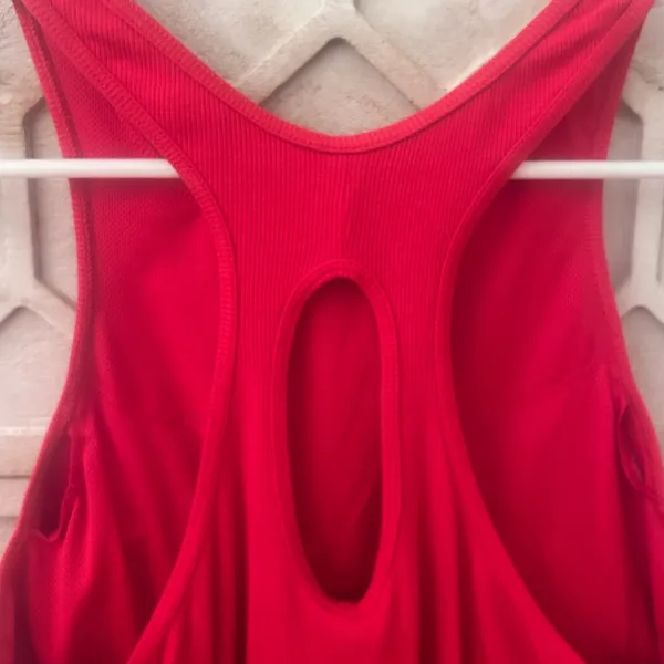 women's rib high neck racerback cropped tank top all in motion red - Image 5