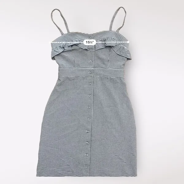 Honey Punch‎ NWOT Gingham Button-Up Short Mini Dress Size S Black White - Image 3