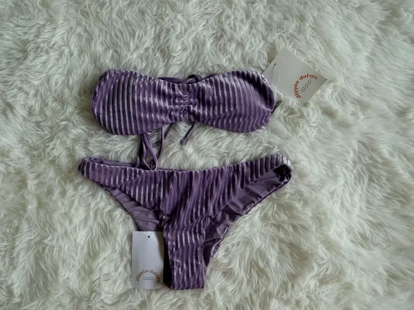 Dippin Daisys Purple Velvet Bikini Set Size S - Image 4
