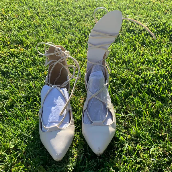 Chase + Chloe White Pointed-Toe Lace-Up Gladiator Flats - Image 8