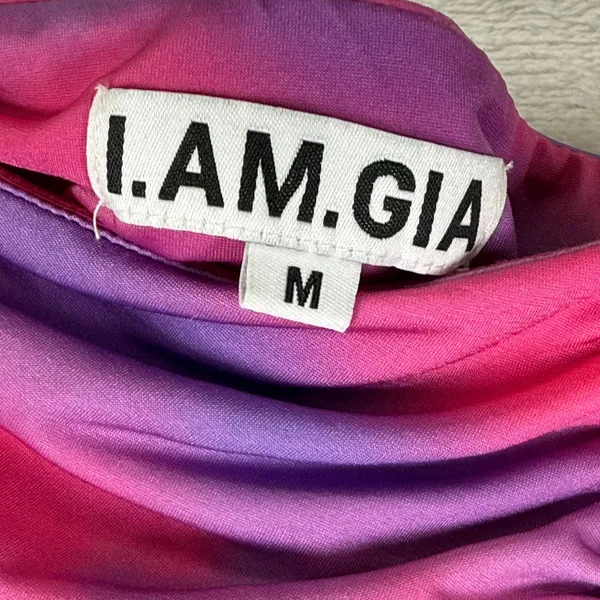 I.AM.GIA Pink Purple Ombre One Shoulder Cutout Ruched Mini Dress Size M - Image 2