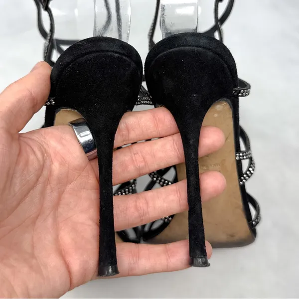 Sergio Rossi Vintage Y2K Studded Spider Web Strappy Sandal Heels Black Widow 36 - Image 10
