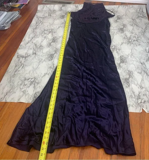 Zum Zum Purple Velvet Detail Criss Cross Open Back Prom Dress Gown size 11 / 12 - Image 9