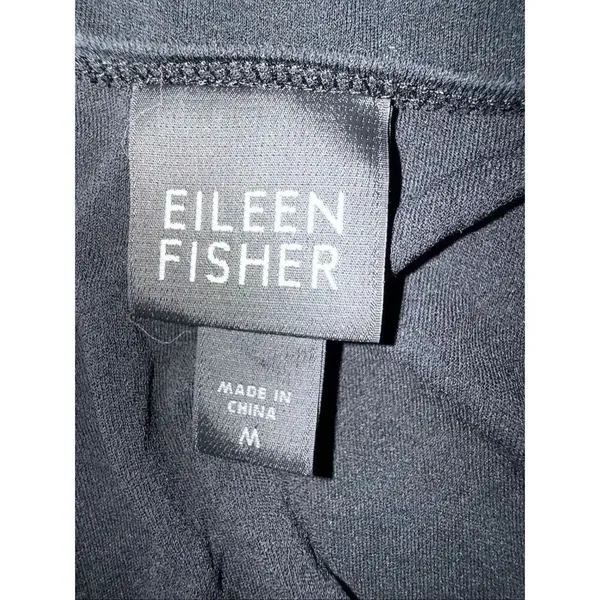 Eileen Fisher 100% silk black half sleeve knee length dress medium #758 - Image 3