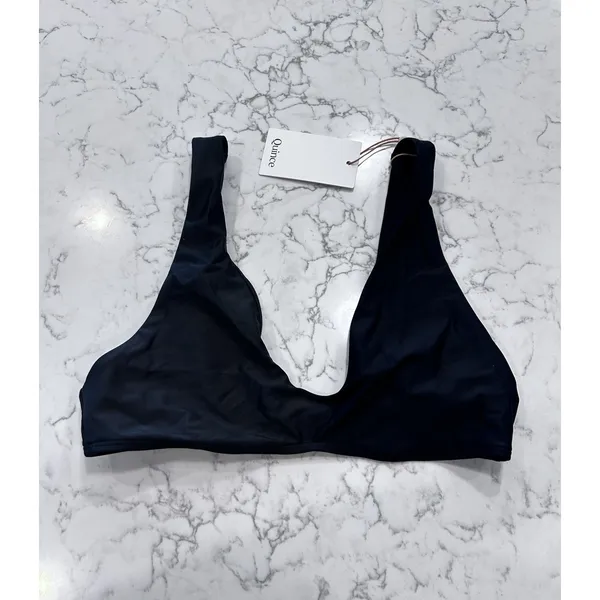 NWT Quince Black Italian Plunge Bikini Top Large - Image 3