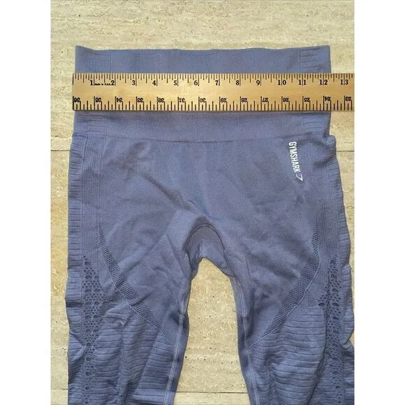 Gymshark Energy Seamless Perforated Cropped High Rise‎ Gray Leggings - Image 2