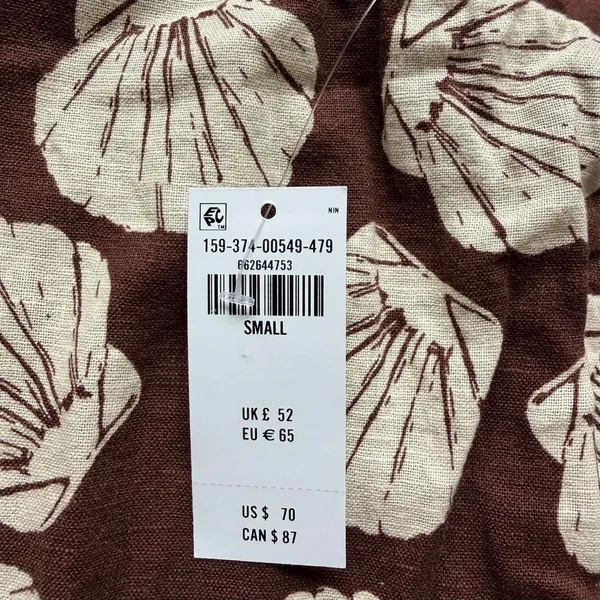 NWT Abercrombie & Fitch Open Back Halter Linen Blend Mini Dress in Seashell Print - S - Image 7