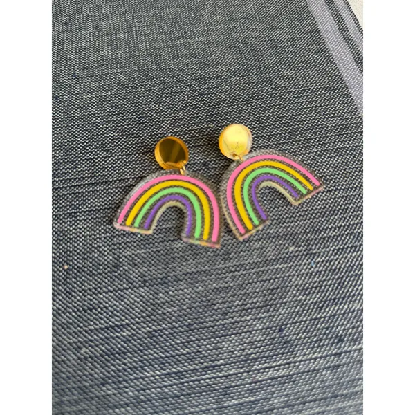 Rainbow Acrylic Dangle Earrings Pastel Pride Statement Earrings - Image 8