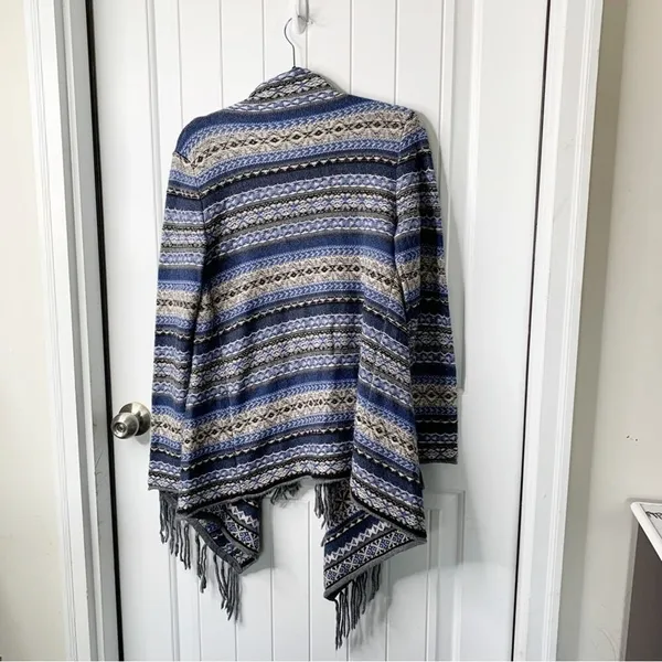 Velvet Graham‎ Spencer wool aztec southwestern fringe sweater cardigan western M - Image 3