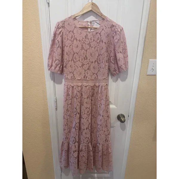 Fleur de Lis Lace Midi Dress BY SUGARLIPS MAUVE COLOR SIZE M - Image 7