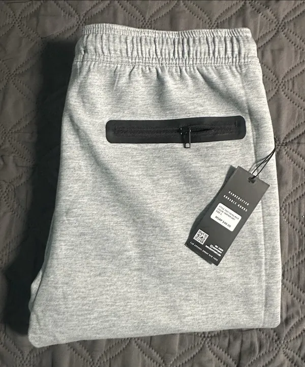 Men's Gray Jogger Sweatpants Slim Fit Athletic Fleece Track Pants Streetwear NEW - Image 2