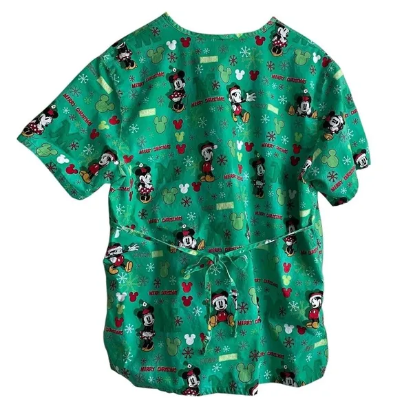 Micky Mouse Christmas Scrubs Disney Top L Medical Uniform Nurse Workwear‎ Dental - Image 2
