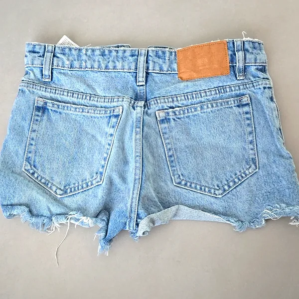 Zara High Rise Blue Distressed Shorts - Image 2
