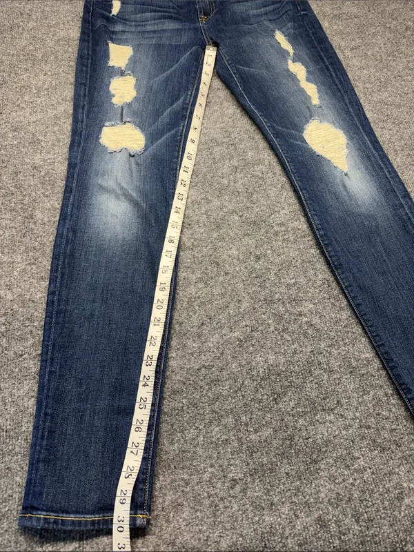 7 For All Mankind The Skinny Distressed Dark Blue Jeans - Image 3