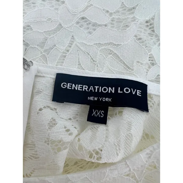 Generation Love White Floral Lace Puff Sleeve Cropped Top Size XXS - Image 5