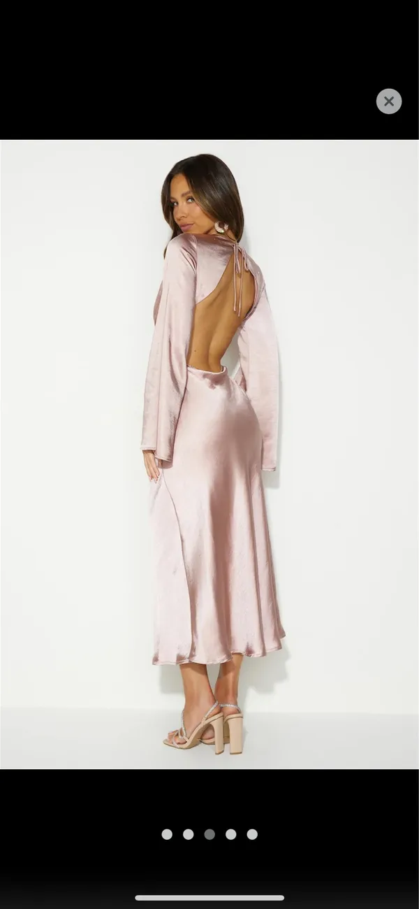 Hello Molly Satin Backless Maxi Dress Rose - Image 2