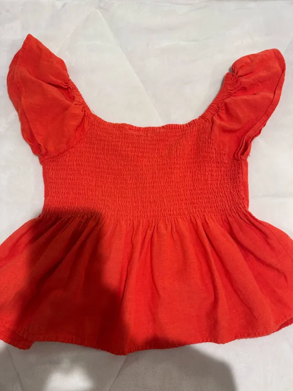 Orange Peplum Blouse - Image 3