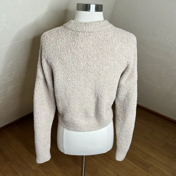 Abercrombie Fitch Soft A & F‎ Sweater Womens S Beige Sherpa Fleece Pullover - Image 10
