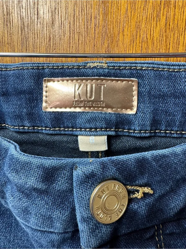 Kut From the Kloth Meg High Rise Fab Ab Wide Leg Jeans Denim Yielded Wash Blue 8 - Image 8