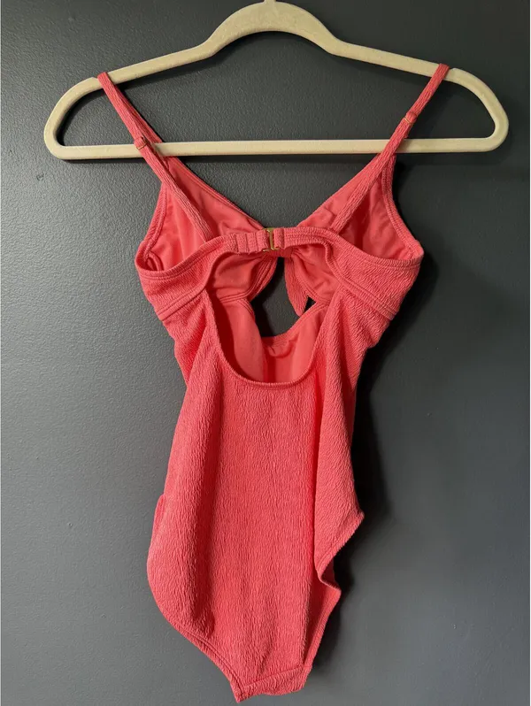 Shade & Shore Coral Cutout Tie-Front One-Piece Swimsuit XS - Image 2