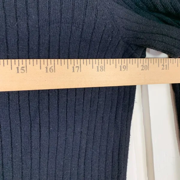 Talbots Womens Black Ribbed‎ Turtleneck Sweater Button Cuff Cotton Blend Size L - Image 6
