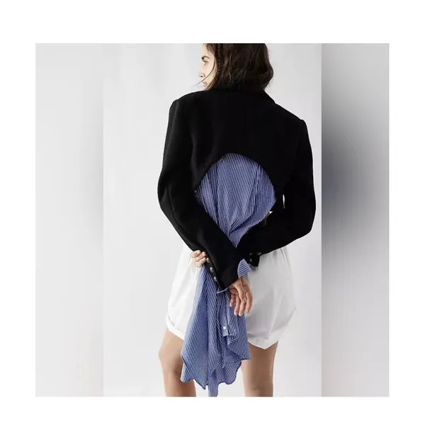 Free People Perry Black Wool Cropped Blazer Jacket Old Money Preppy‎ Buttons - Image 3